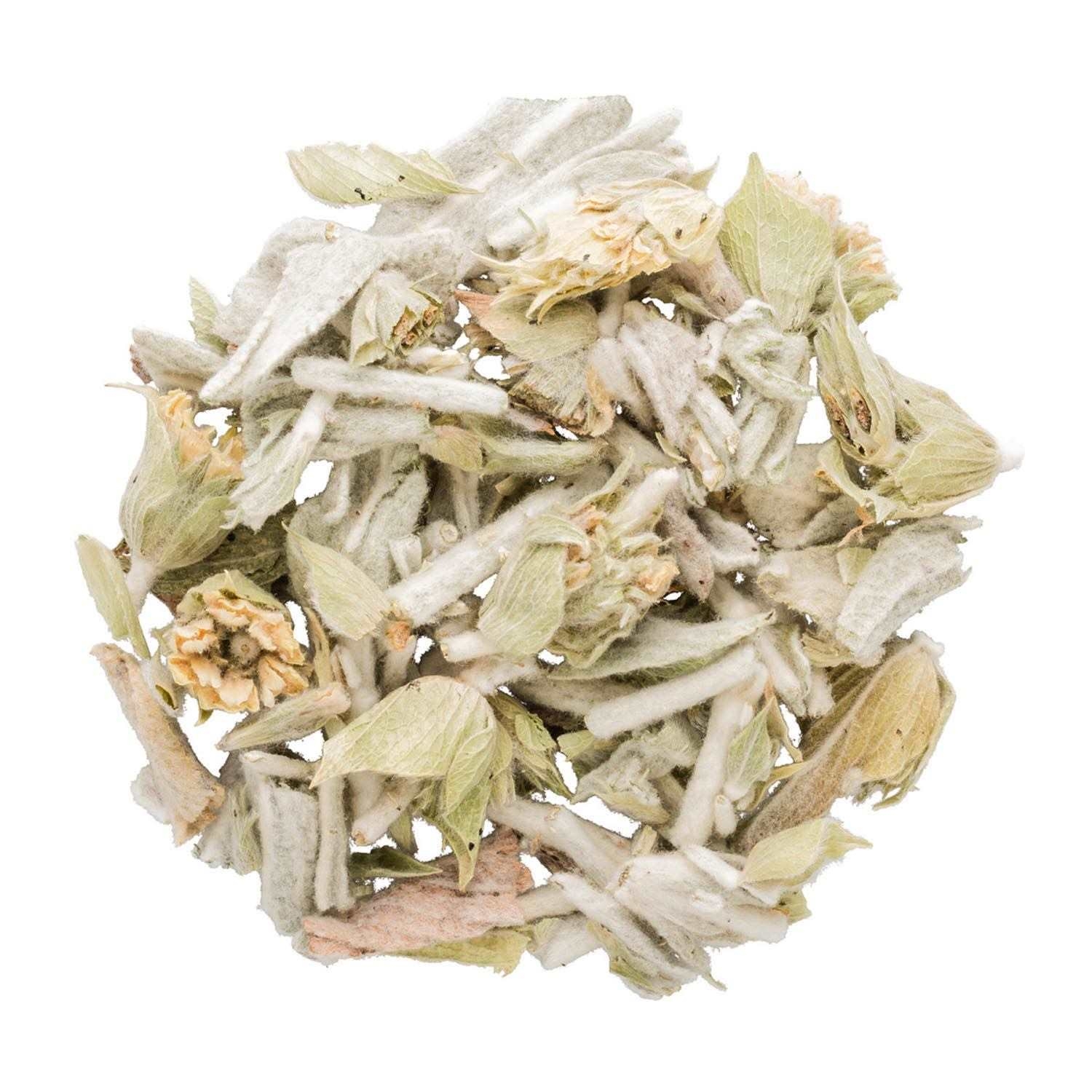 Kräutertee, Lose Kräuter, Pflanzenblätter, Blütenstücke, getrocknetes Kraut