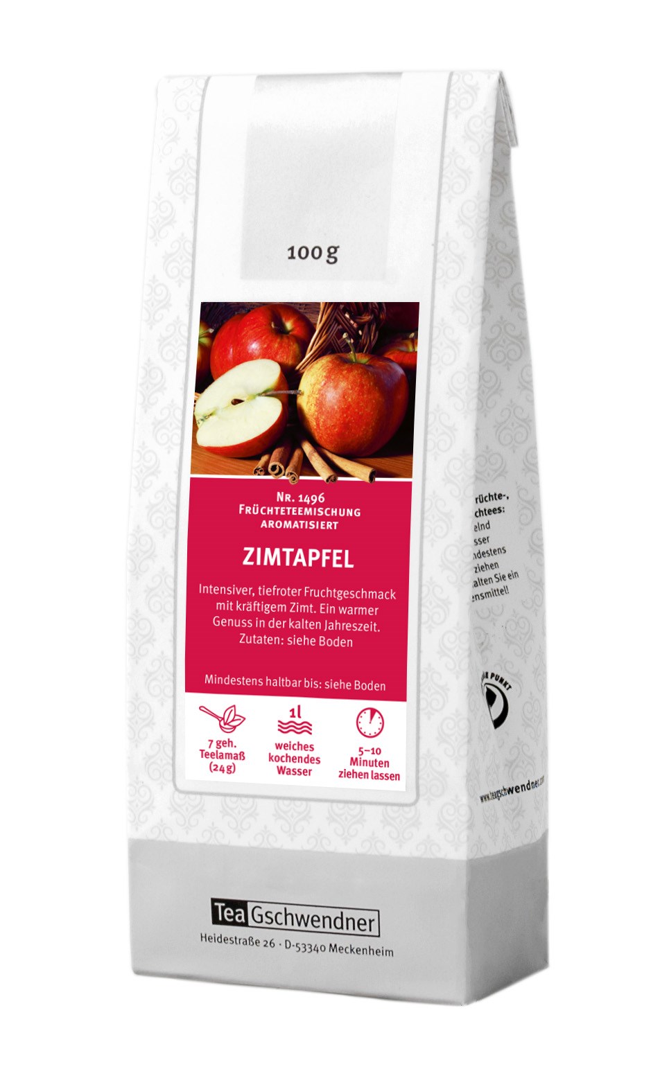 Teepackung TeeGschwendner Früchtetee Zimtapfel 100g, Zimtapfel, Früchtetee, Apfel, Zimt, Aromatisiert