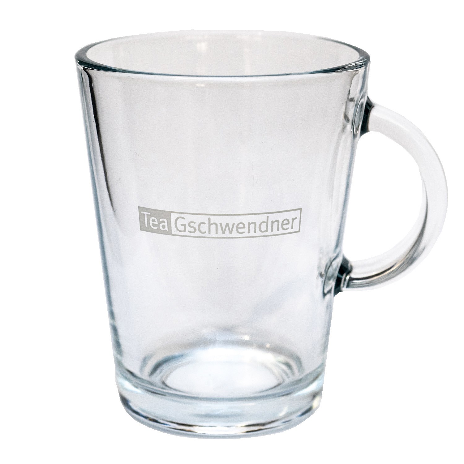 Transparentes Teeglas Tea Gschwendner mit Henkel, glas, tasse, glasbecher, tea, schaft