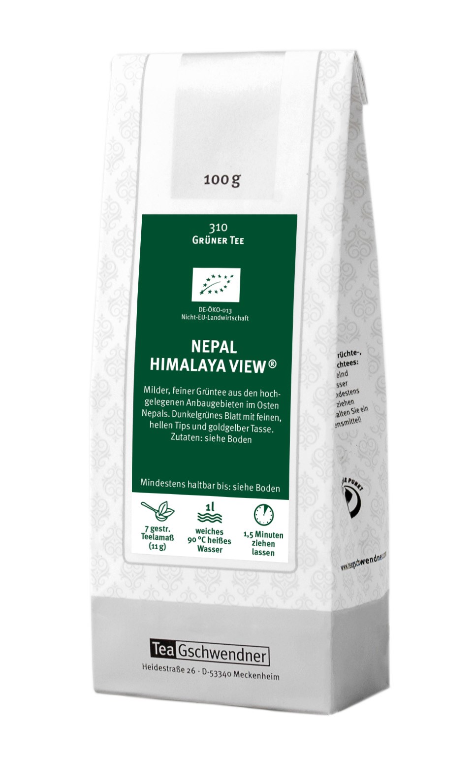 Teegschwendner Nepal Himalaya View grüner Tee 100g, Tee, Nepal Himalaya View, Grüner Tee, 100 g, 1 L