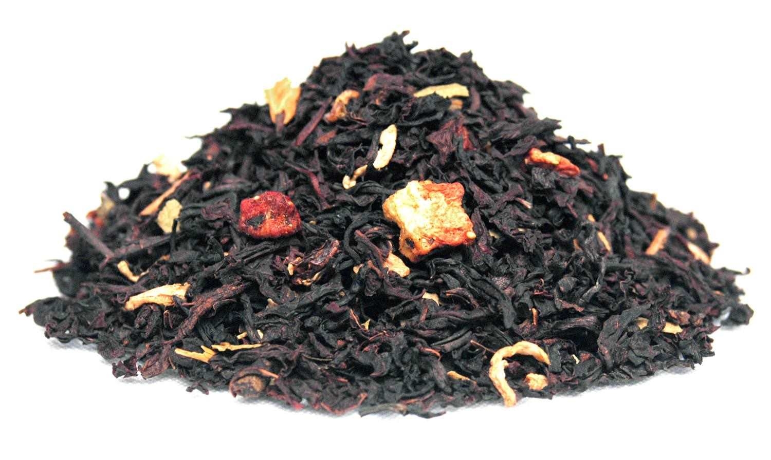 Lose Früchtetee-Mischung mit getrockneten Stücken, Tee, Schwarzer Tee, Lose Blatt, Beeren, Kieselchips