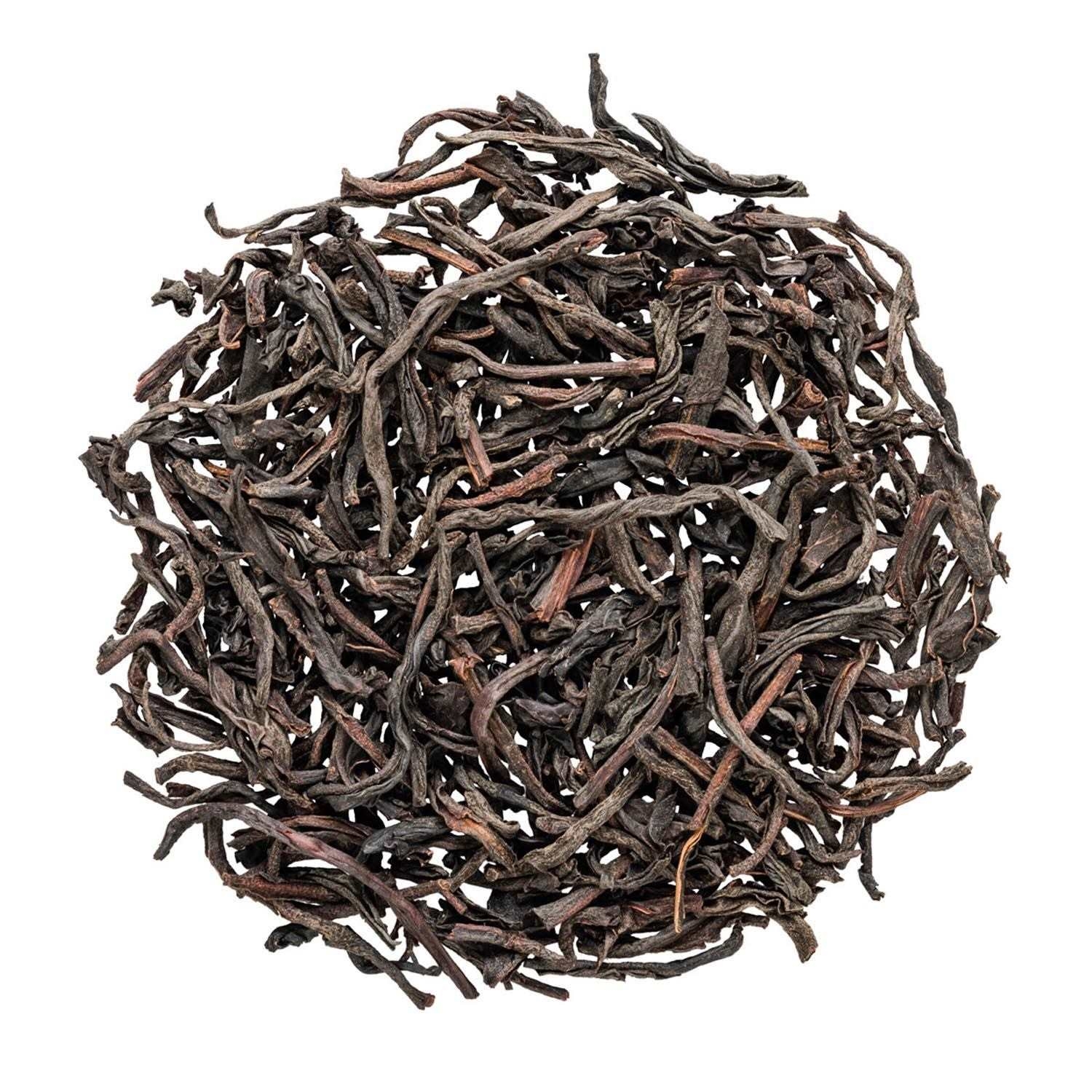Nahaufnahme von losem schwarzem Tee, Schwarztee, Lose Blätter, Teeblätter, Dunkelbraun, Arten: Schwarztee