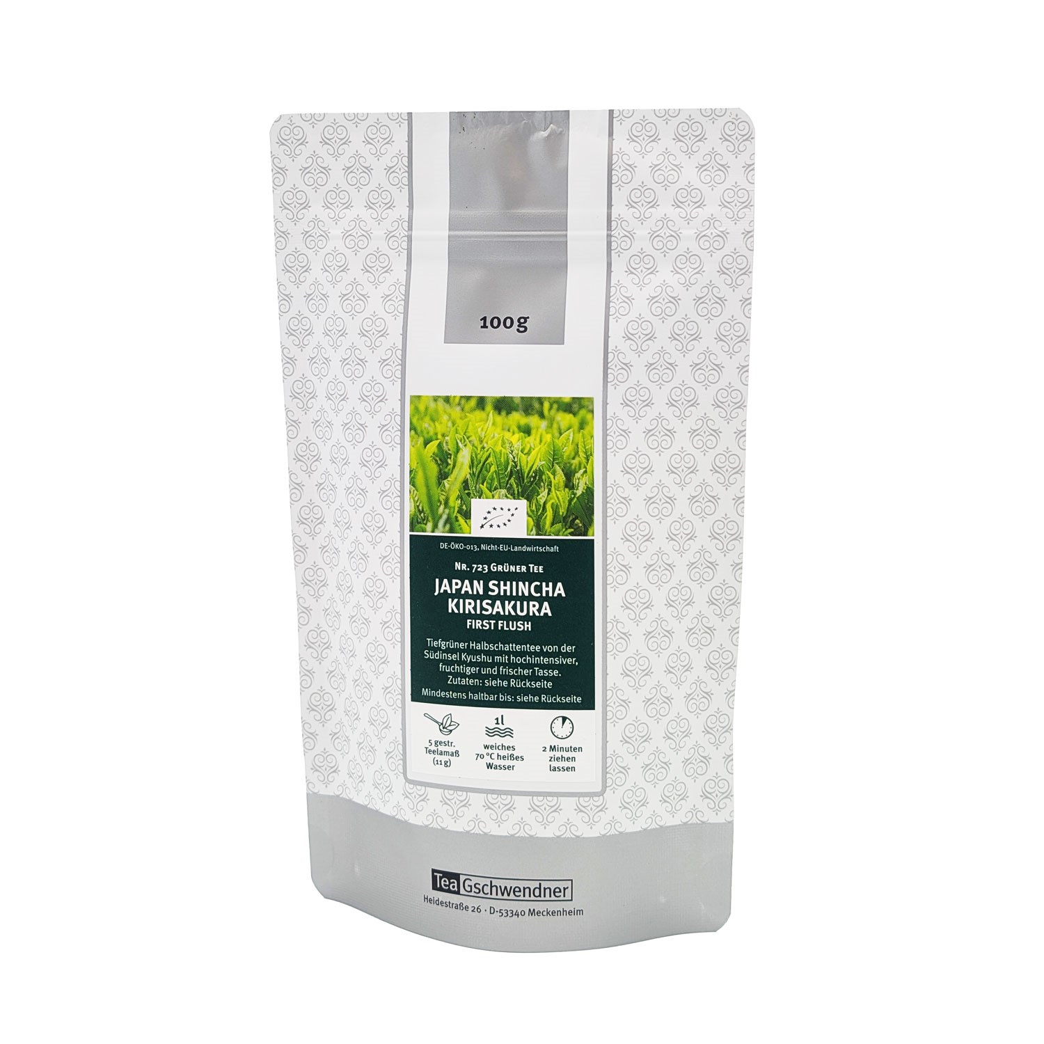 Teepackung Japan Shincha Kirisakura Grüntee 100 g, Japan Shincha, Kirisakura, First Flush, Grüner Tee, Teebeutel oder Teepackung, Japan Shinchá Kirisakura, grüner tee, 100 g, tee verpackung, loser tee