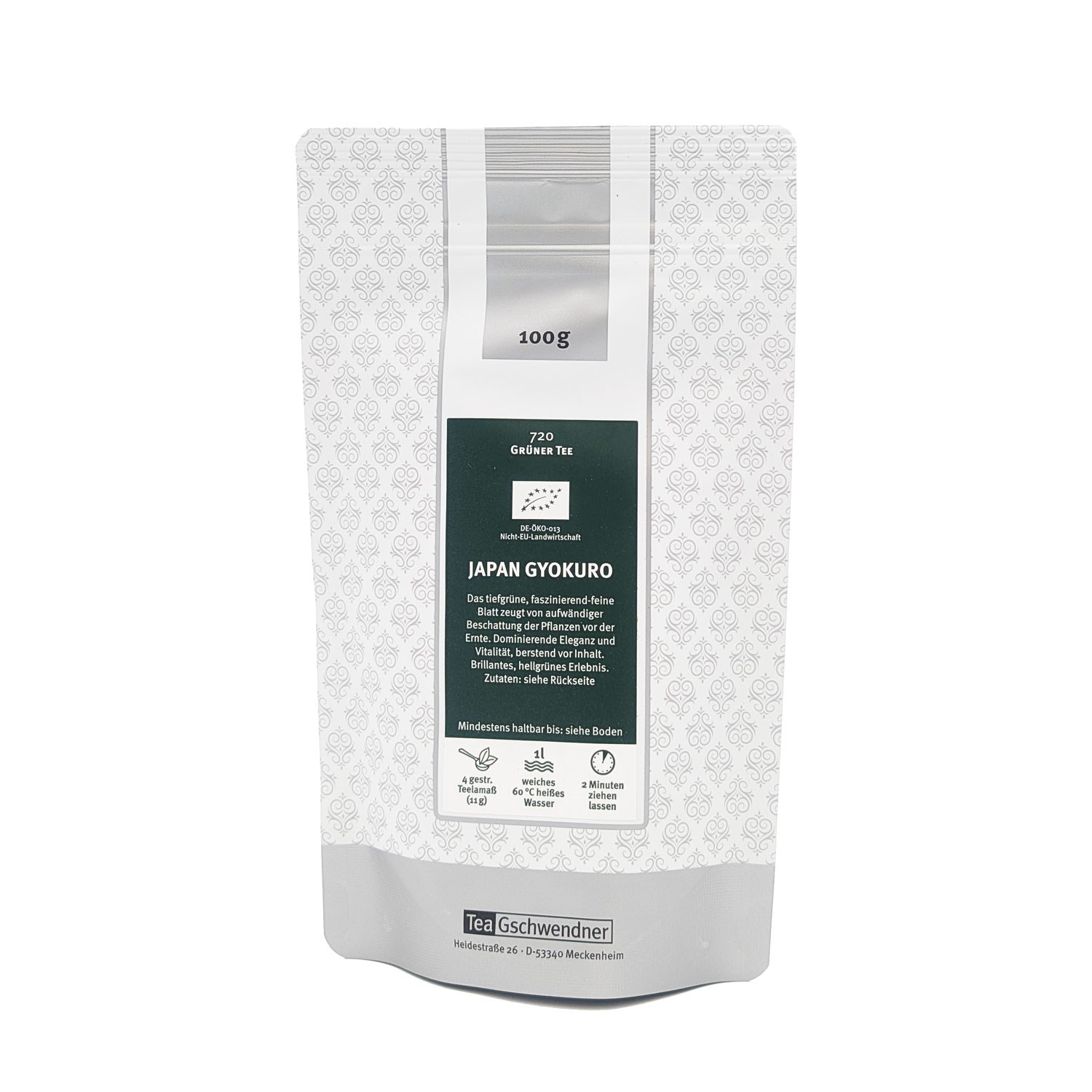 Japan Gyokuro, Grüner Tee, 100 g, Beutel, Bio-Produkt, Japan Gyokuro, Grüner Tee, 100 g, Teepack, Biologisch