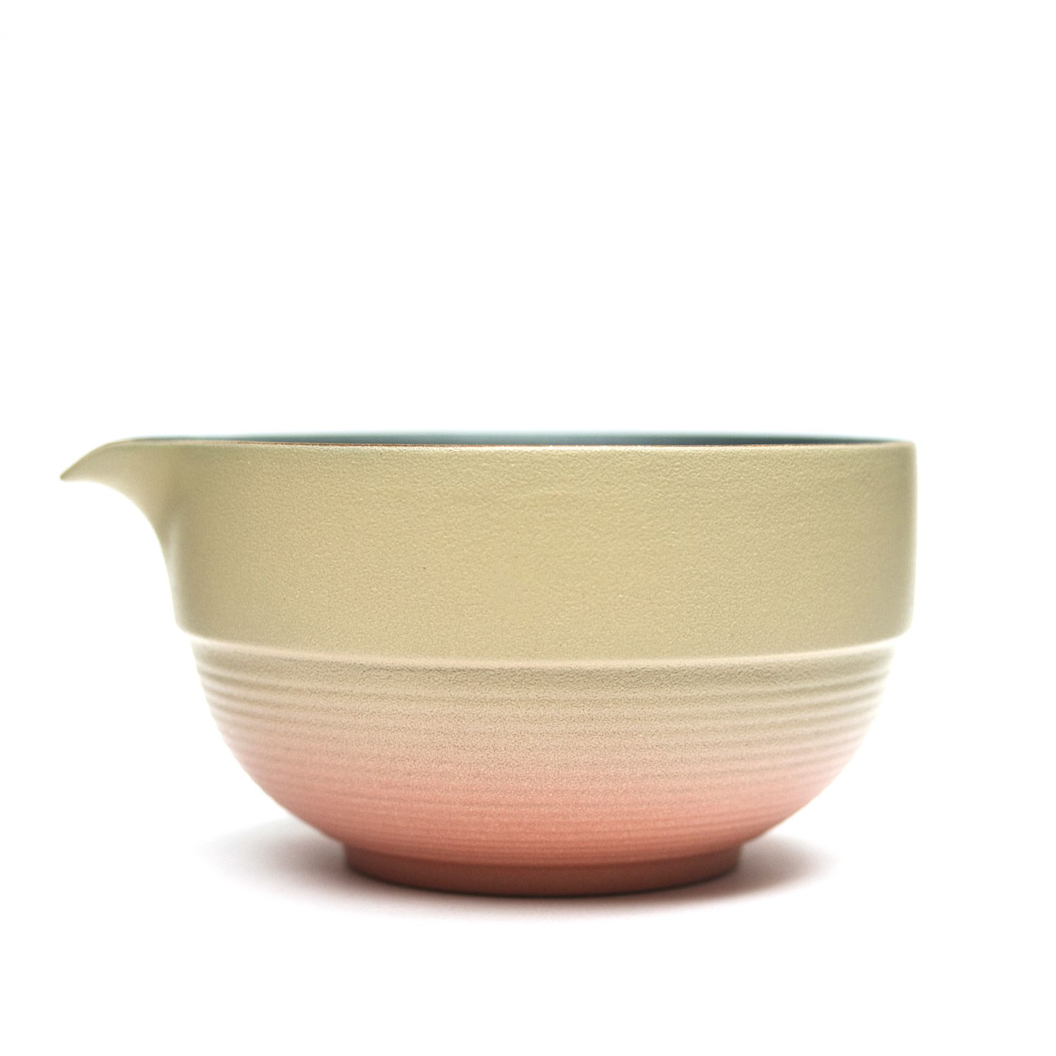 Creme-rosa Keramik Rührschüssel mit Ausguss