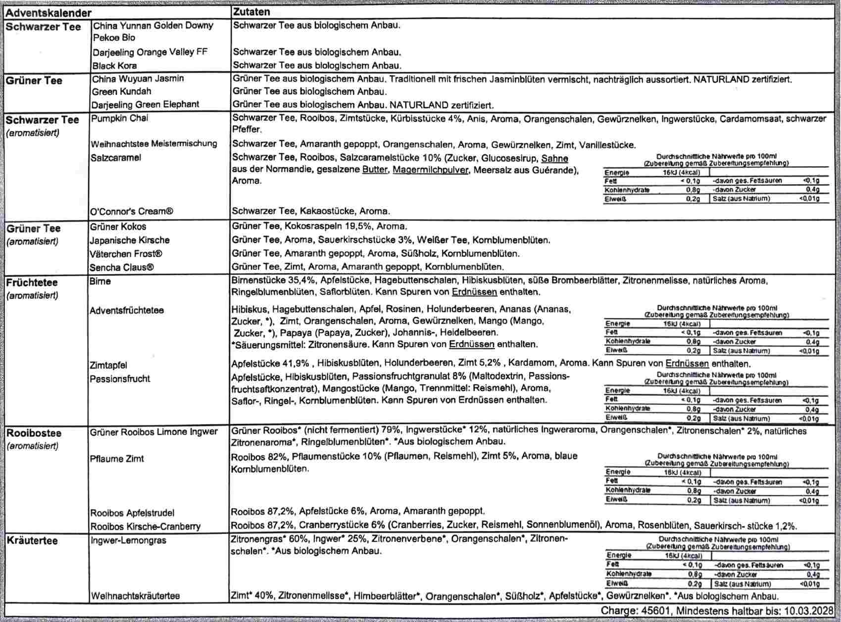 Calendrier de l'Avent Thé "2024"