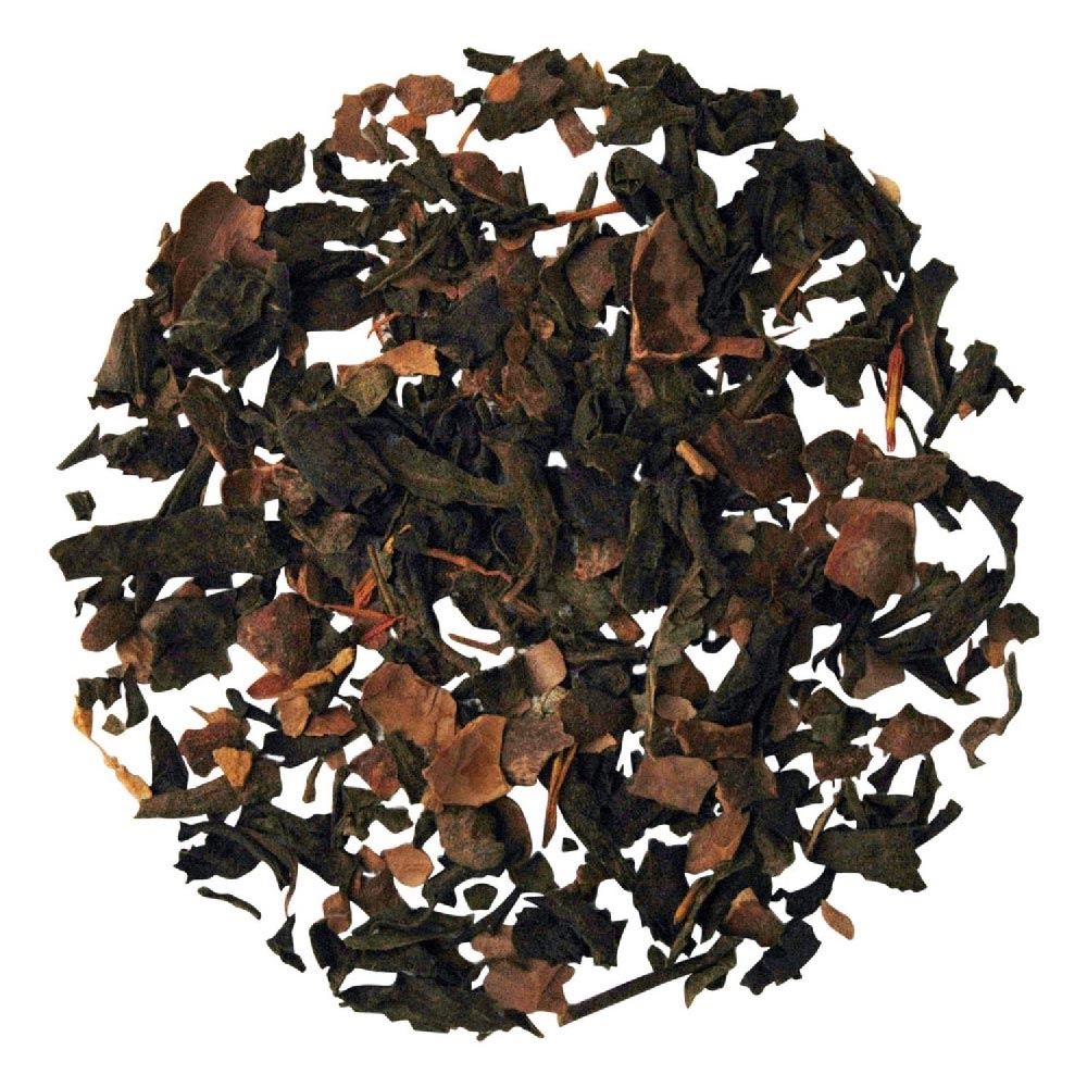 Nahaufnahme von losem schwarzen Tee, Tee-Blätter, Blaettertee, getrocknete Blätter, Teemischung, Blätter-Tee