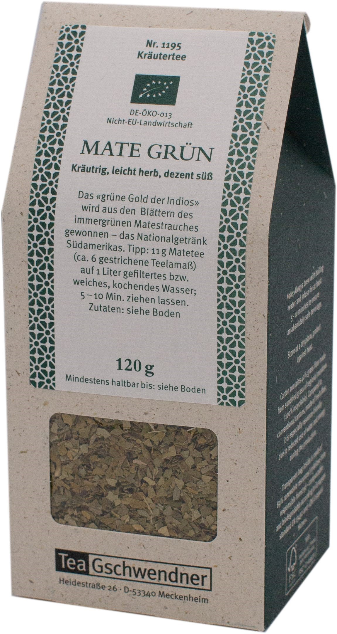 Kräutertee, Mate Grün, Teeblätter, 120 g, Beuteltee