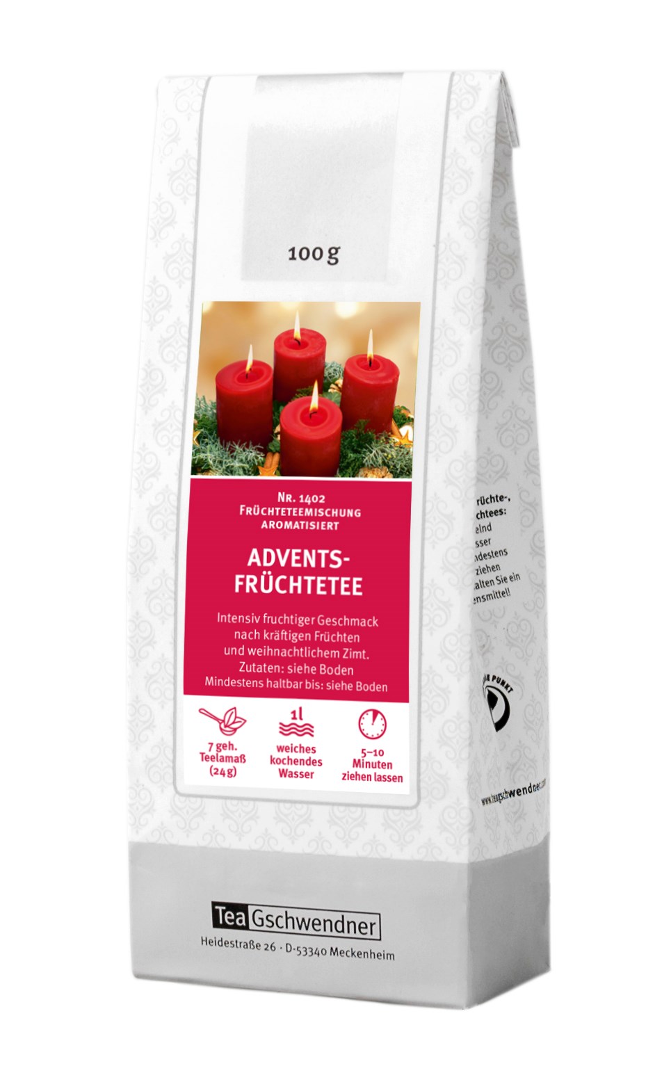 Teegschwendner Advents-Früchtetee aromatisierte Früchteteemi, Advent, Teemischung, Früchtetee, Aromen, 100 g