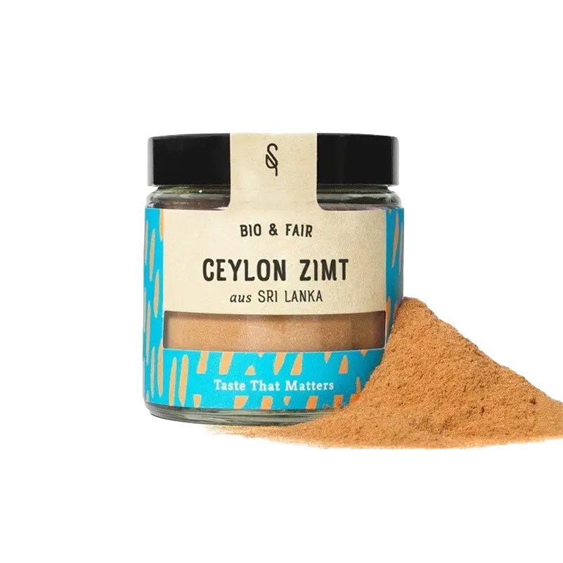 Organic ground Ceylon cinnamon 45 g by SoulSpice in a jar, aromatic sweet spice for drinks, desserts, meat and vegetable dishes