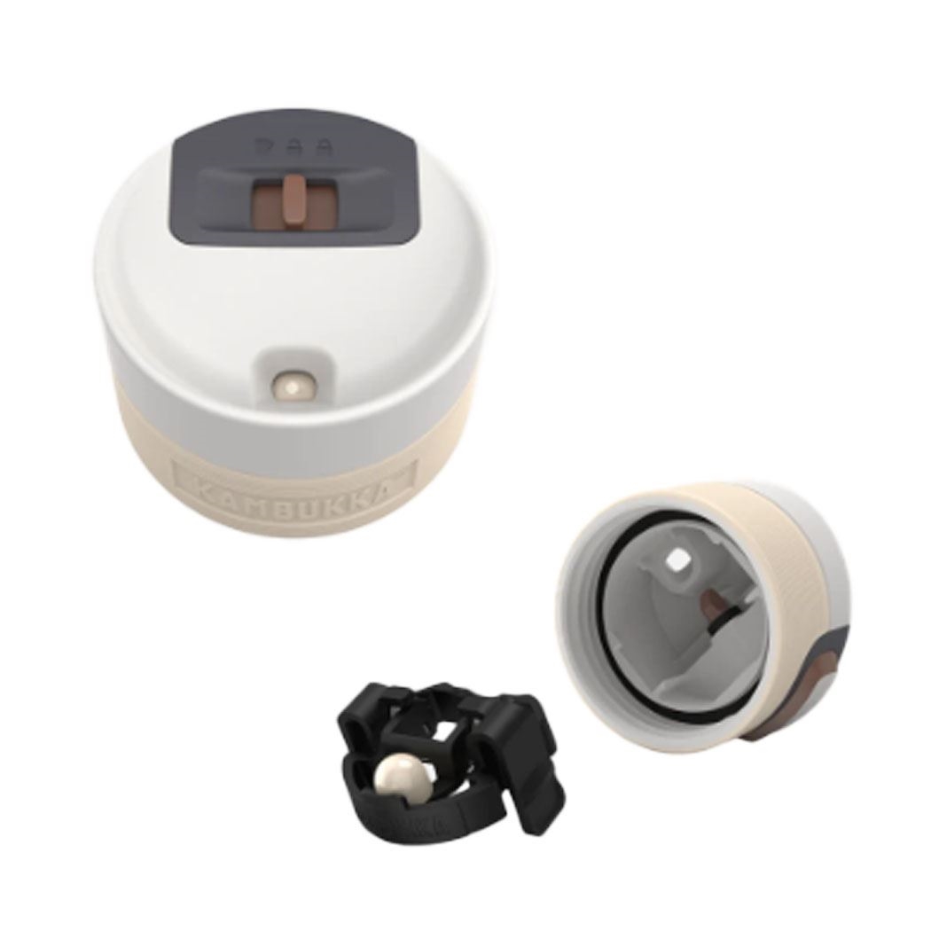 Kambukka Ersatzdeckel beige mit Einzelteilen für Becher, Kappe, Kappe mit Schnalle, Lichtadapter, Kappe für Fahrradbeleuchtung, Gehäuse-Set