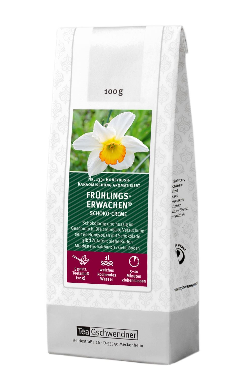 Teepackung TeaGschwendner Frühlings-Erwachen Schoko-Creme 10, Kakaomischung, Kakao, Schoko-Creme, Teepackung, 100 g