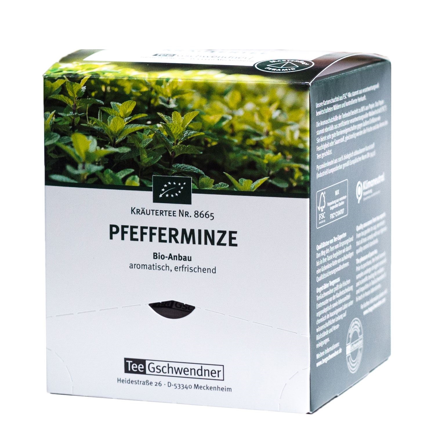 Packung Tee Gschwendner Bio-Pfefferminze Kräutertee, Pfefferminze, Bio-Anbau, Kräutertee, aromatisch, frischend