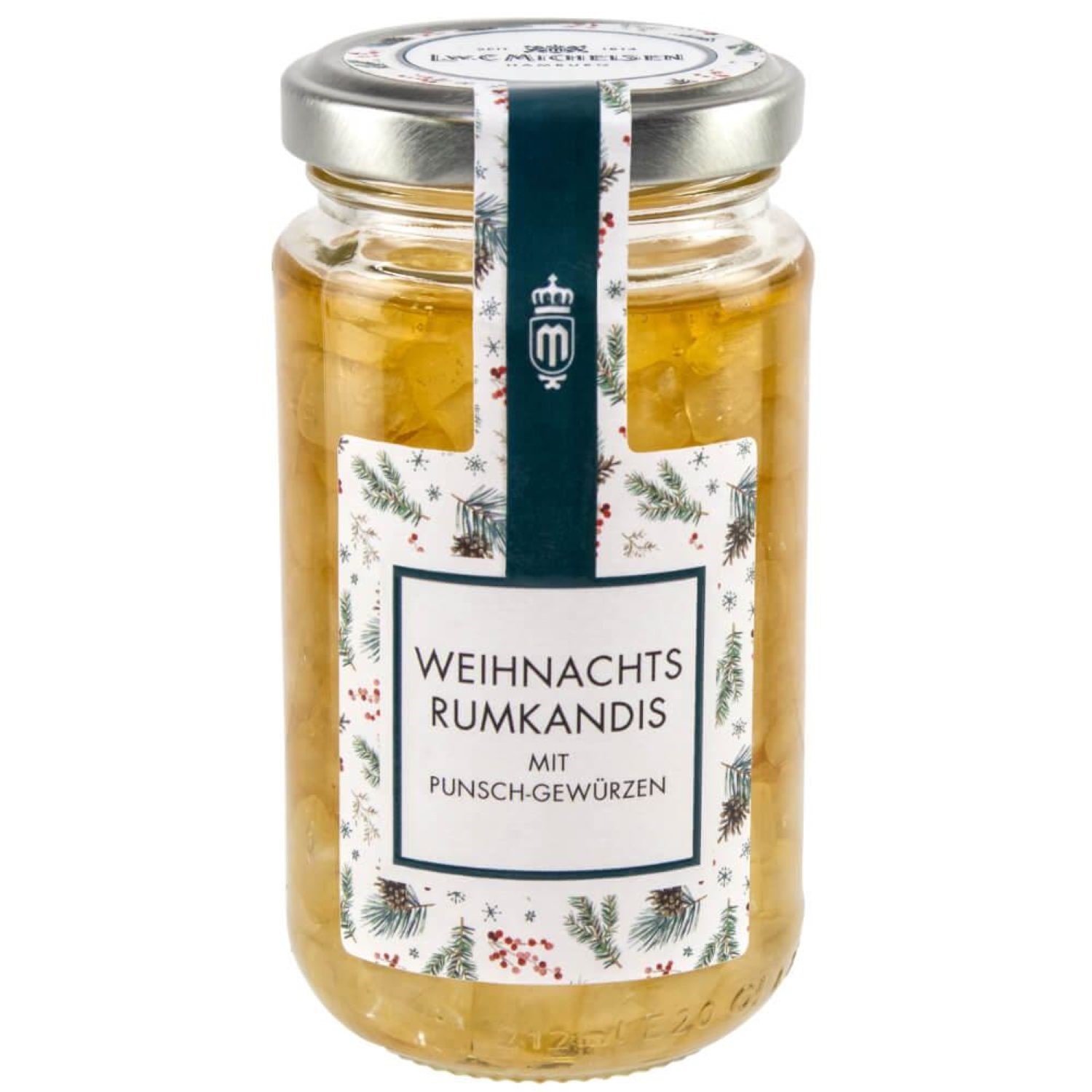 Rumkandis, Weihnachtskandis, Punschgewürze, Glas mit Schraubdeckel, goldgelb