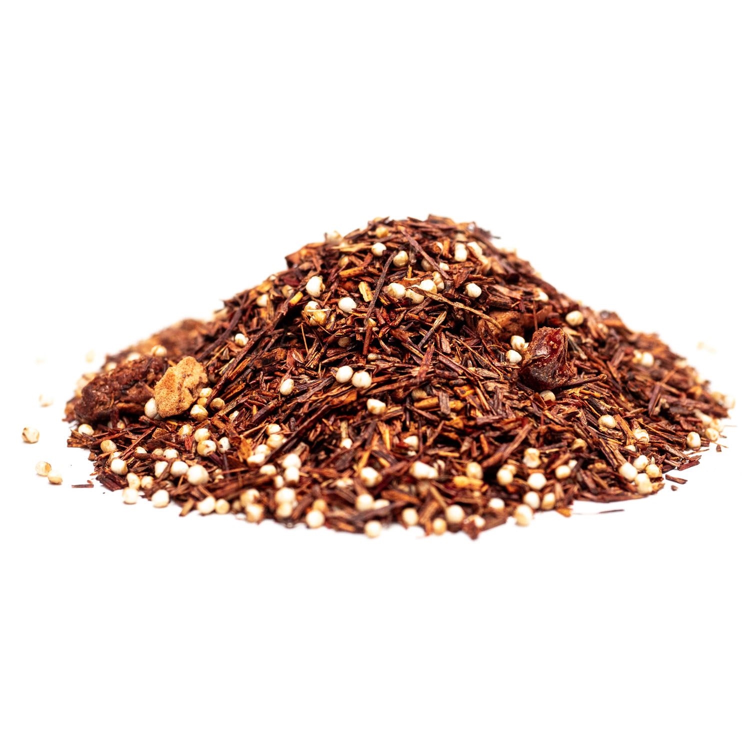 Lose Rooibos Teemischung mit Getreide und Früchten, Gewürz, Chili-Gewürz, Röstgemüse?, Sesam?, Körner