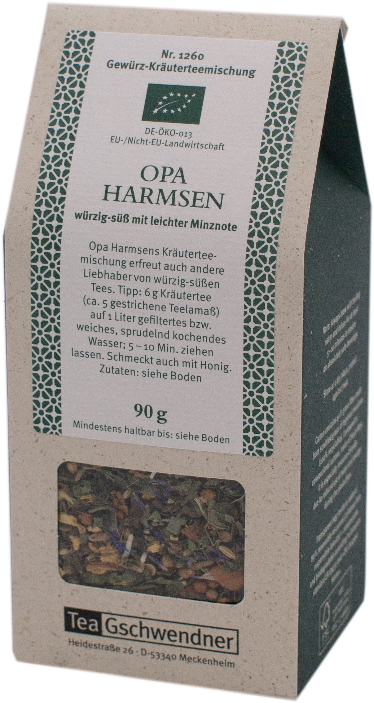 Teegschwendner Opa Harmsen Gewürz-Kräutertee-Packung, Gewürztee, Kräutertee, Teemischung, Minznote, 90 g