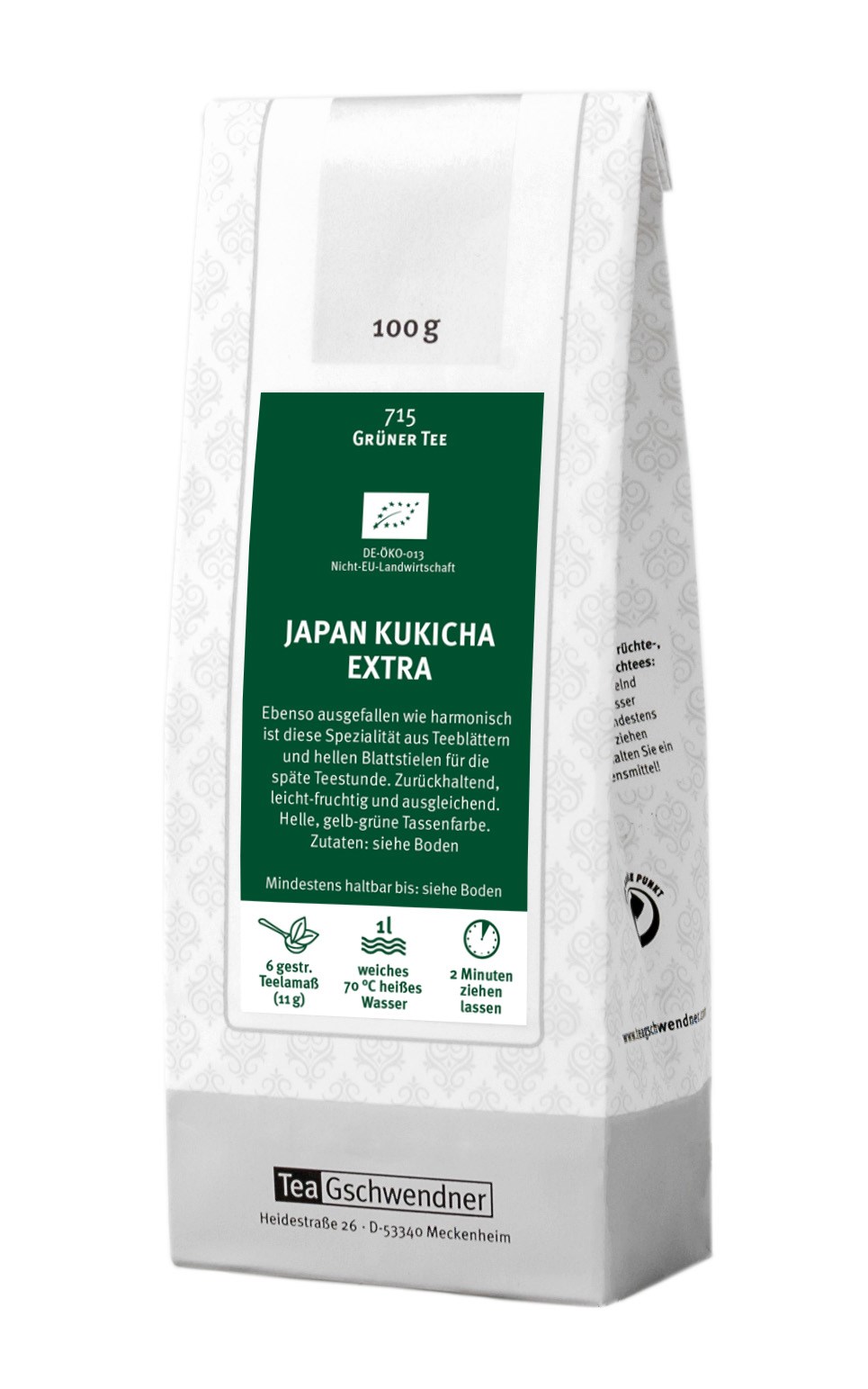 Teegschwendner Japan Kukicha Extra Grüner Tee 100 g Beutel, Japan Kukicha, Grüner Tee, Extra, 100 g, Teebeutel