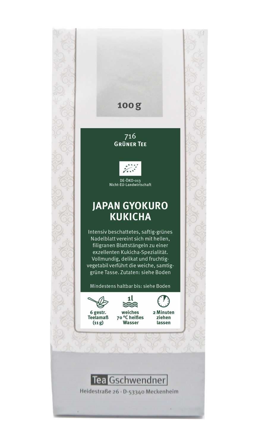 Teepackung Japan Gyokuro Kukicha Grüntee 100g, Grüner Tee, Japan Gyokuro Kukicha, Kukicha, Teeblatt, 100 g