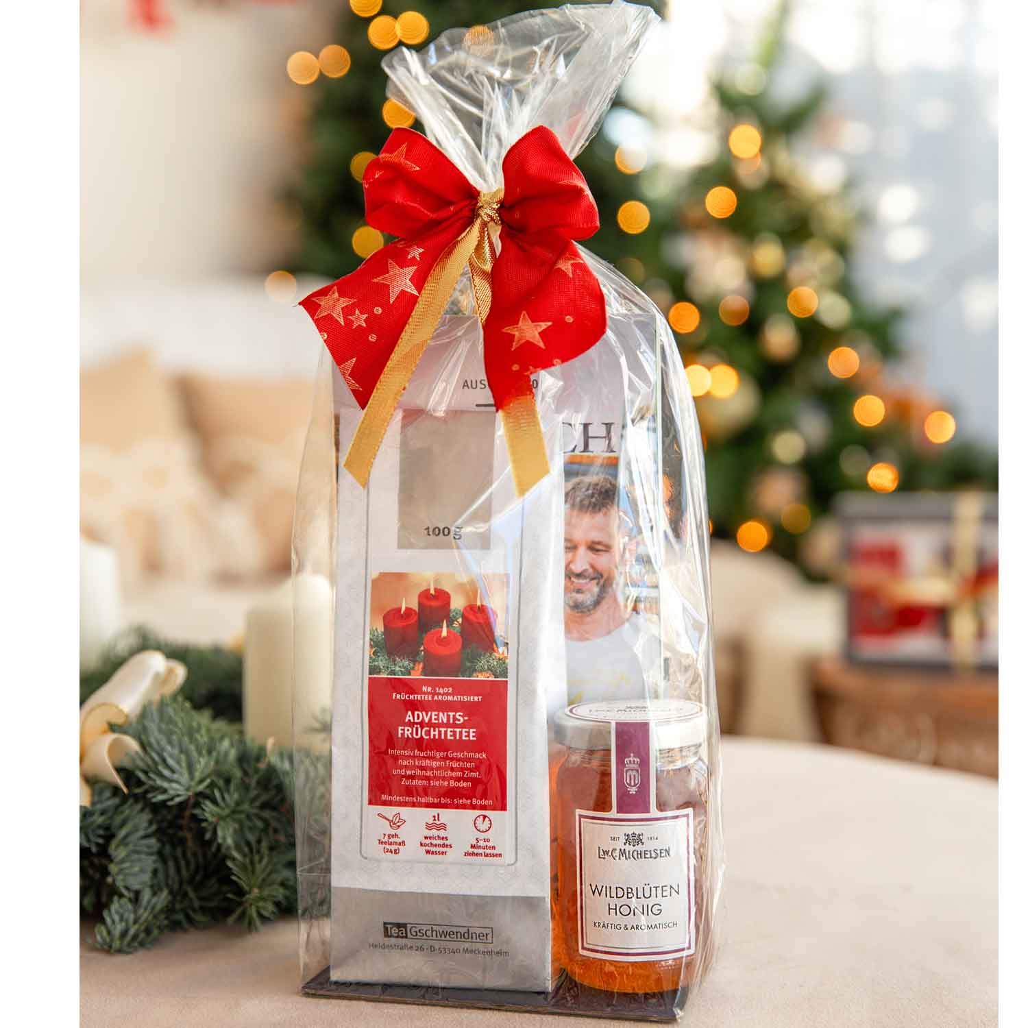 Weihnachtliches Geschenkset mit Adventstee und Wildblütenhon, Advent calendar, Tea set, Gift bundle, Honey, Advent items