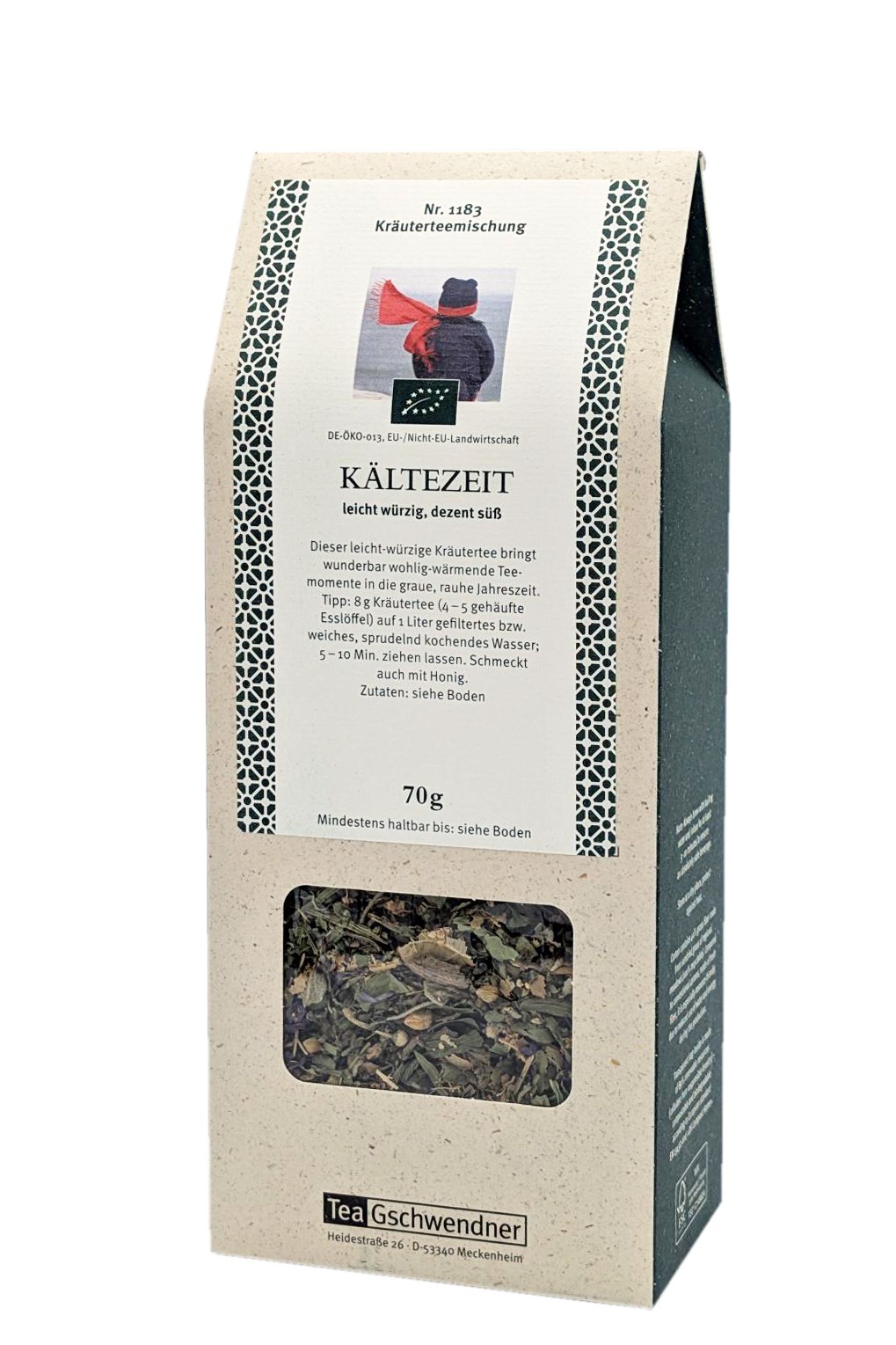 Teepackung TeaGschwendner Kräutertee Kältezeit 70g, Kräutertee, Kaltzeit, Teebeutel, 70 g, Beuteltee
