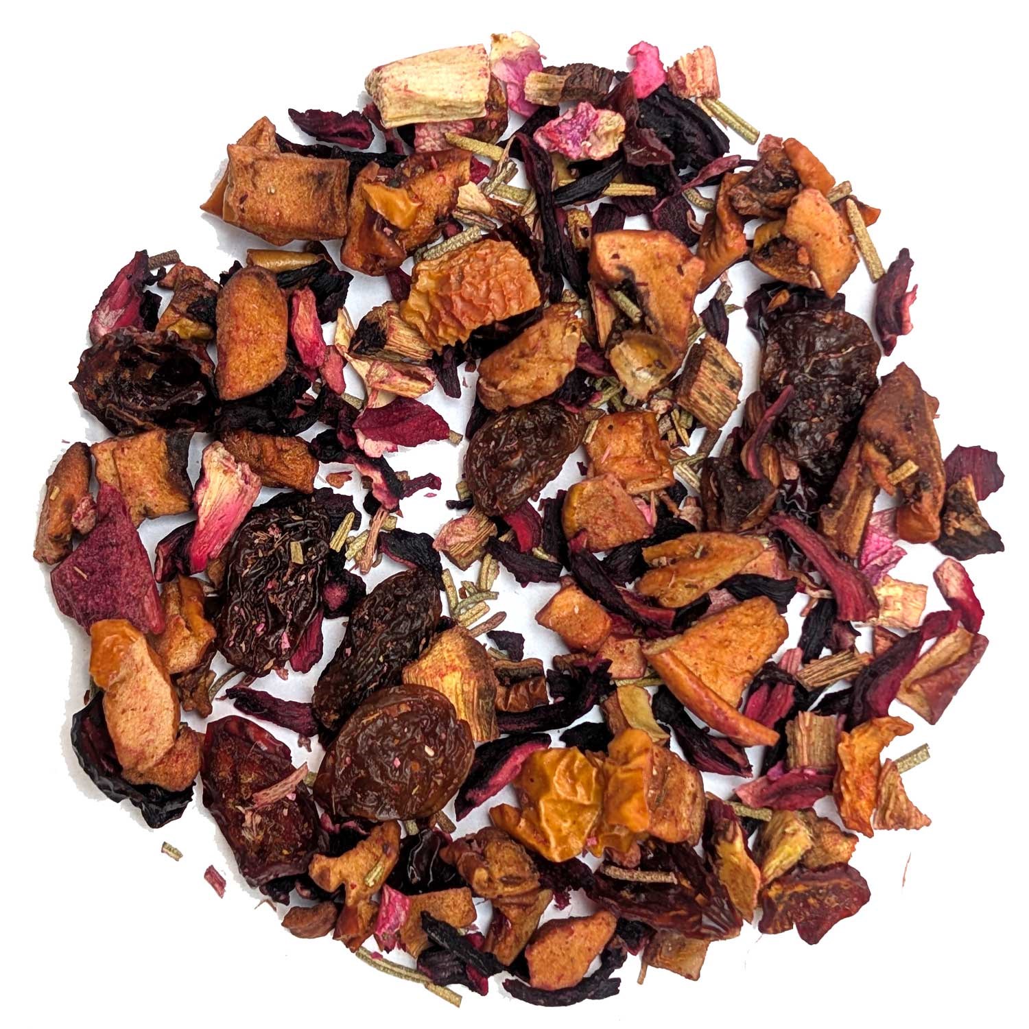 Früchtetee, Kräutertee, Trockenobst, Beeren, Sortenmix