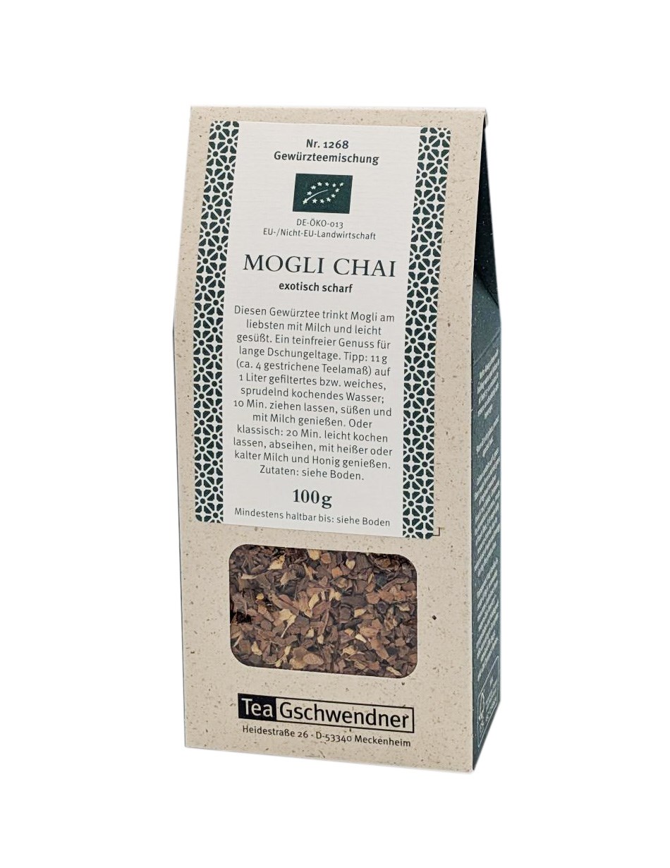 Packung Tea Gschwendner Mogli Chai Gewürztee, 100 g, Mogli Chai, Gewürztee, Kräutertee, lose Teeblätter, 100 g