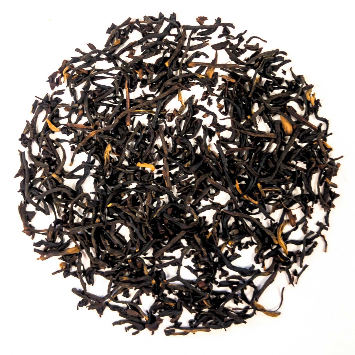 Lose Teeblätter von schwarzem Tee, Tea, Black tea, Loose leaf, Tightly rolled, Herbal-free