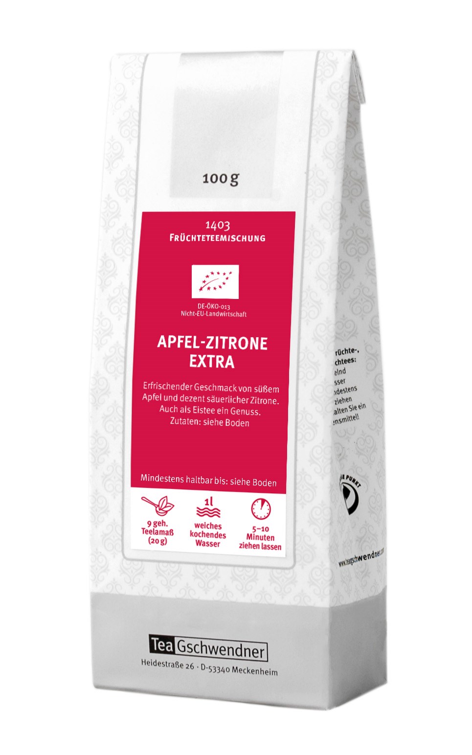 Teegschwendner Früchtetee Apfel-Zitrone Extra 100g, Apfel-Zitrone, Früchtetee, Teeextrakt, 1 l, Teemischung