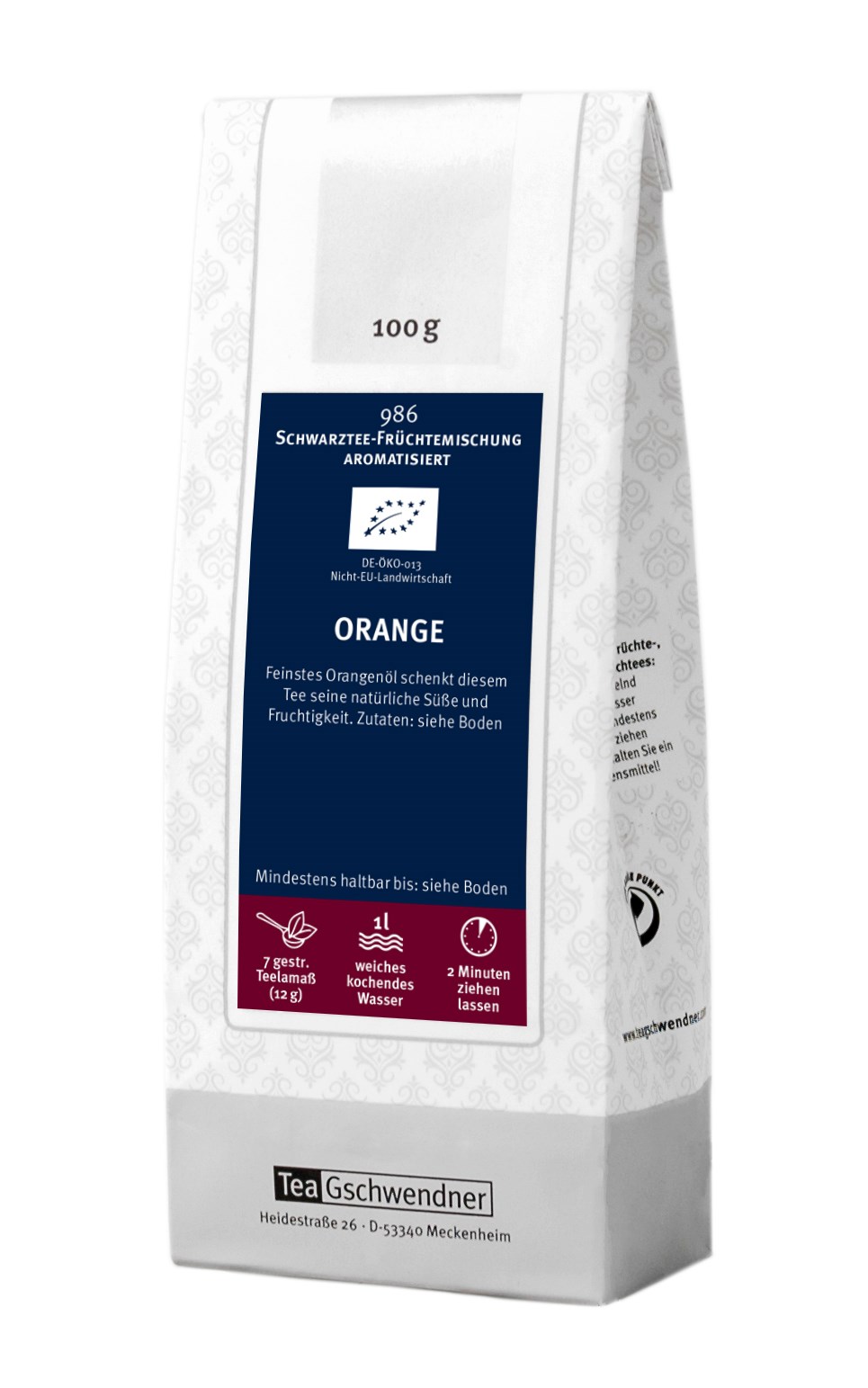 Teepackung TeaGschwendner Schwarzer Tee Orange 100g, Orangentee, Früchtetee, lose Blätter?, Tee, 100 g