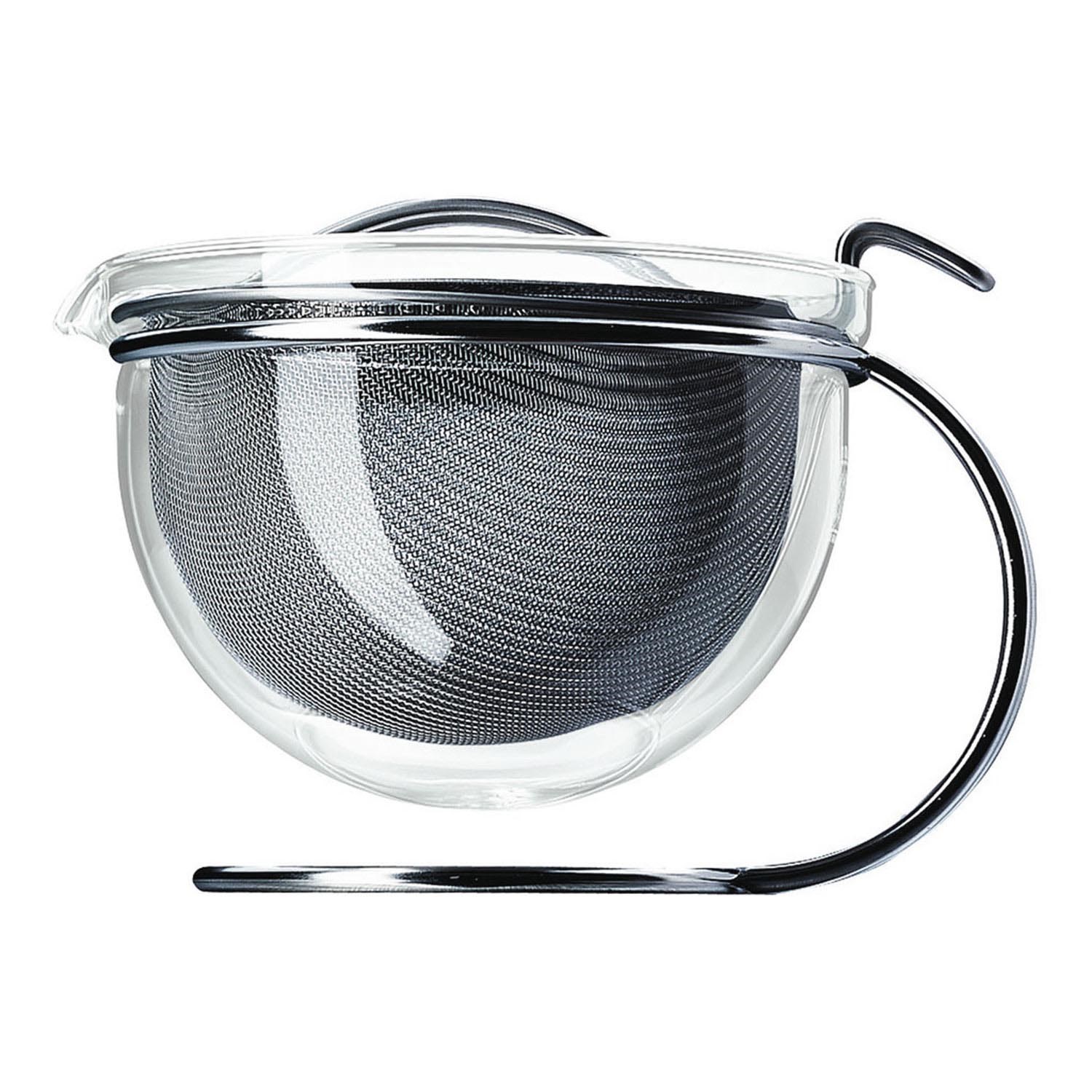 Rundes Glas-Teesieb mit feinem Edelstahlsieb, Küche Sieb, Teesieb, Metallsieb, Sieb mit Henkel, Glas/Transparentes Silikon-Sieb