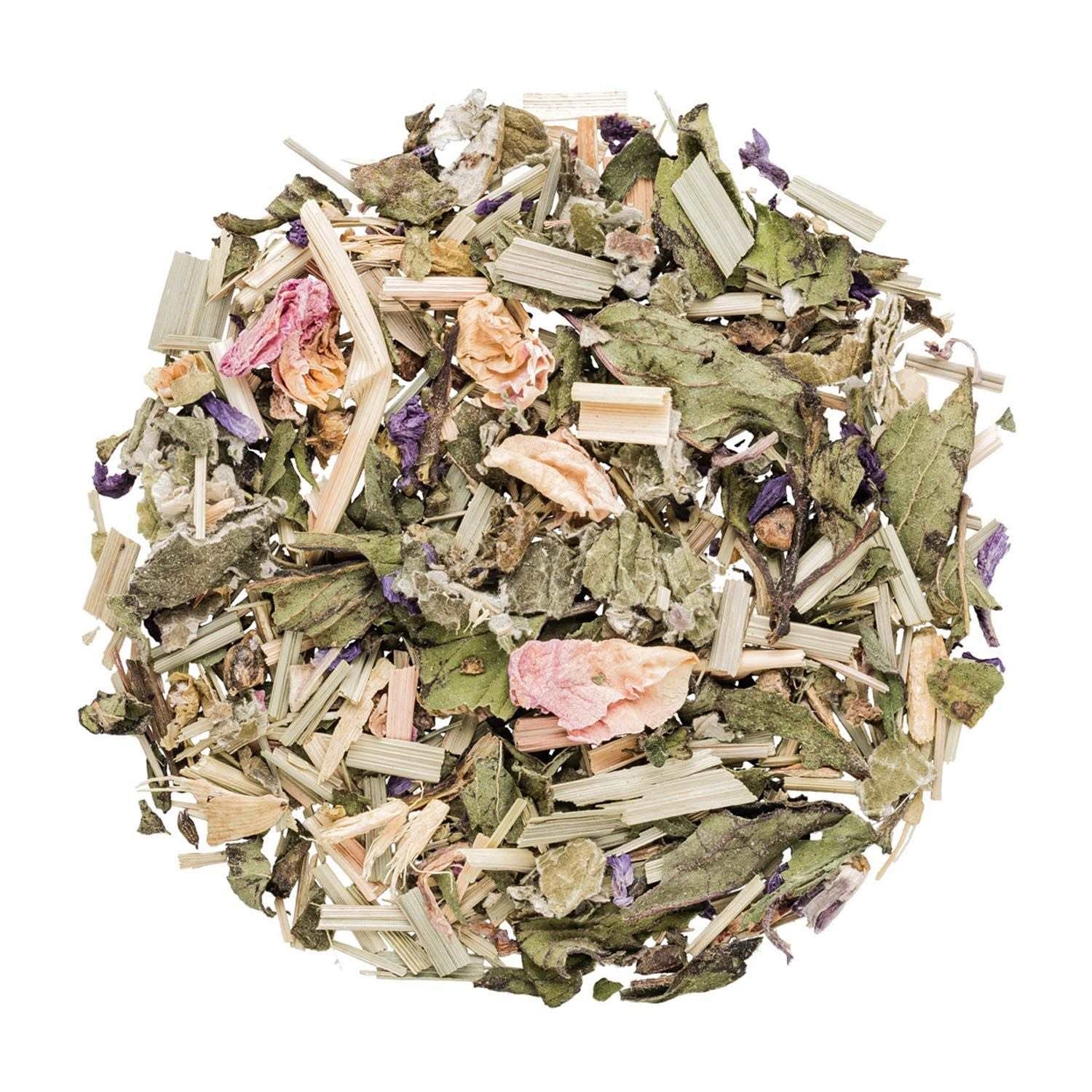 Lose Kräutertee-Mischung mit Blättern und Blüten, Kräutertee, Kräutermischung, Teeblätter, getrocknet, Pflanzenanteile