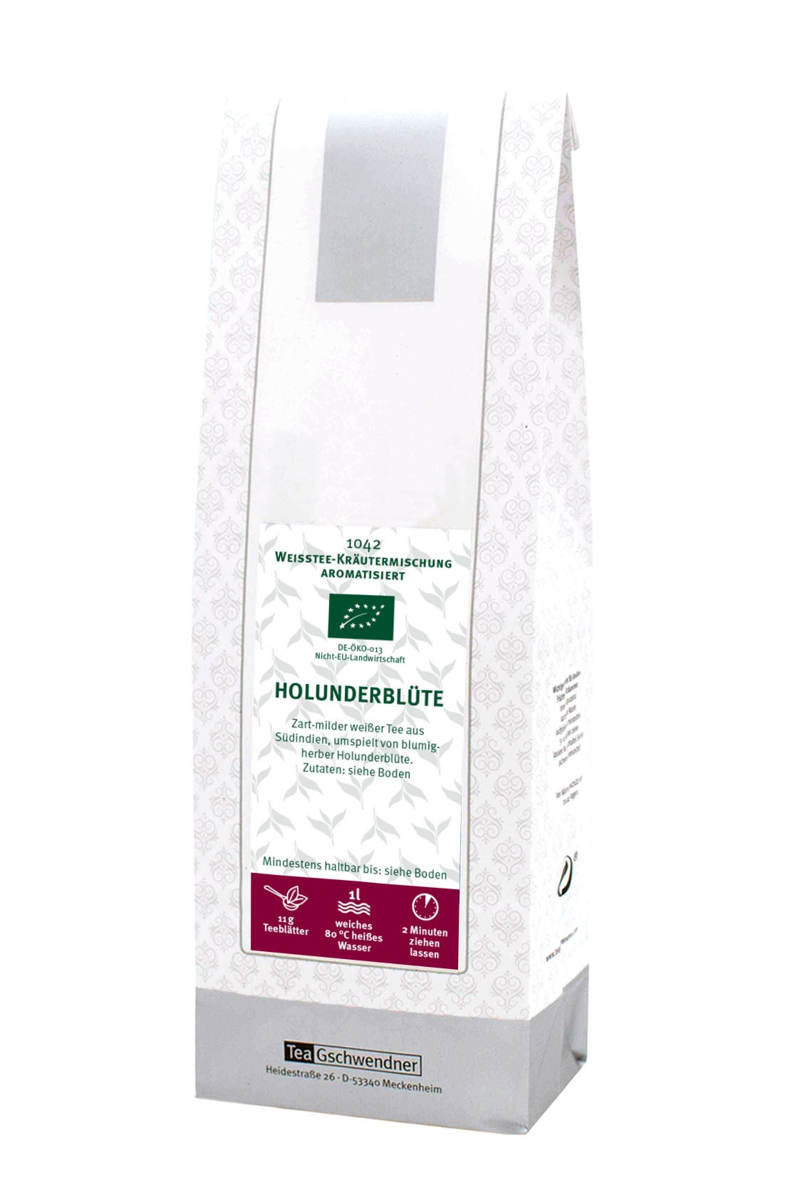Teepackung Tea Gschwendner Holunderblüte Weißtee Bio, Kräutertee, Weißtee, Zart-milder, Holunderblüte, Kräuterteemischung