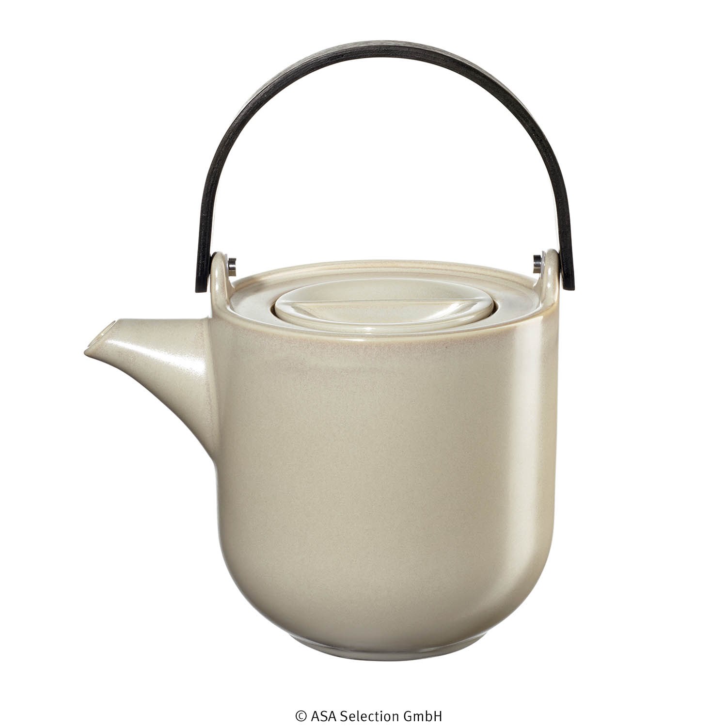 Beige Keramik-Teekanne mit Henkel und Deckel, Kaffeekanne, Teekanne, Kanne, Metall, Beige