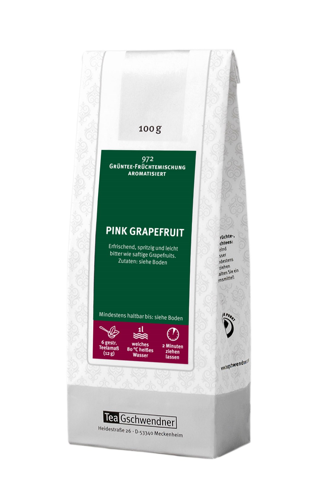 TeaGschwendner Grüntee-Früchtemischung Pink Grapefruit 100g, Tee, Kräutertee, Pink Grapefruit, Grapefruittee, 1 L