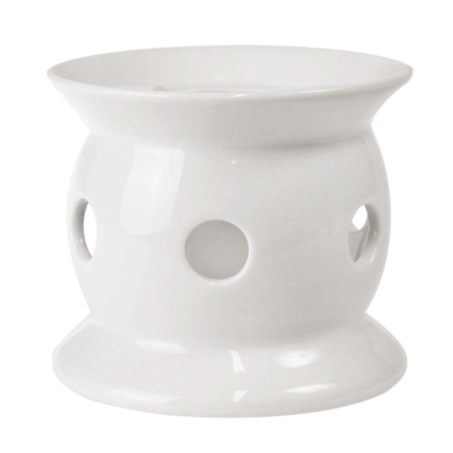 Weiße Keramik-Duftlampe für Duftöle oder Wachs, Fondue-Topf, Keramik, Weiß, Loch-Design, Ofenfest