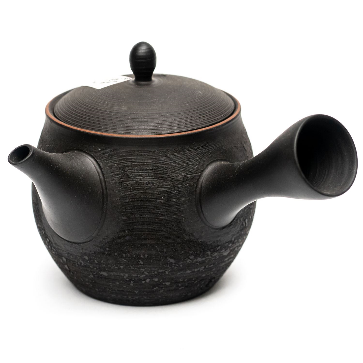 Schwarze Keramik-Teekanne mit Seitengriff und Deckel, Kaffeekanne, Teekanne, Kanne, Schwarz, Ton