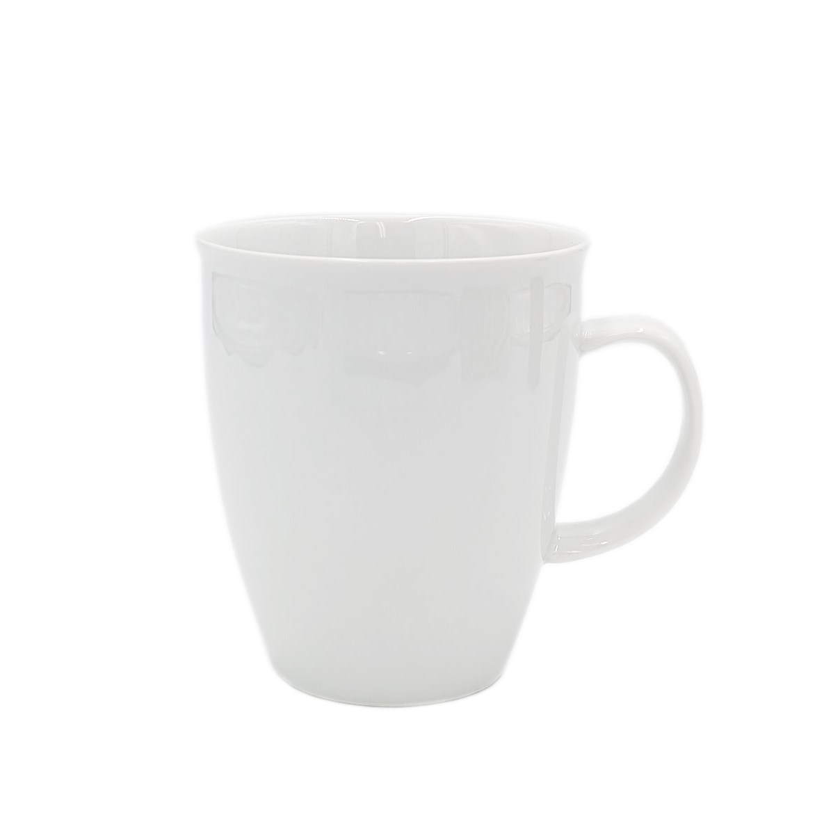 Schlichte weiße Porzellantasse mit Henkel, Tassen, Keramiktasse, Weiße Tasse, Becher, Kaffeetasse