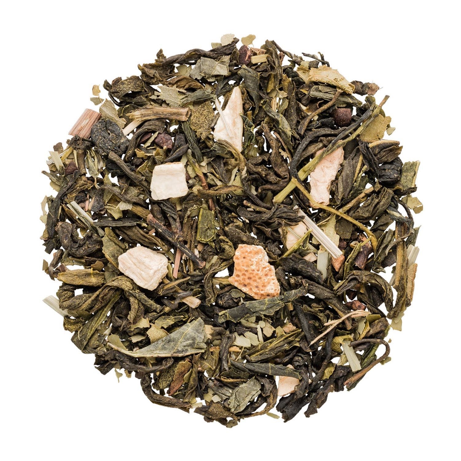 Lose Grüntee-Mischung mit Zitrusstückchen, tea, herbal, loser-leaf, grün, kräuter mische