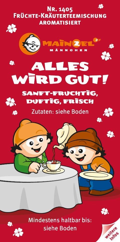 Teepackung Mainzelmännchen Früchte-Kräutertee aromatisiert, Früchtetee, Kräutertee, aromatisiert, portionen, Lebensmittel