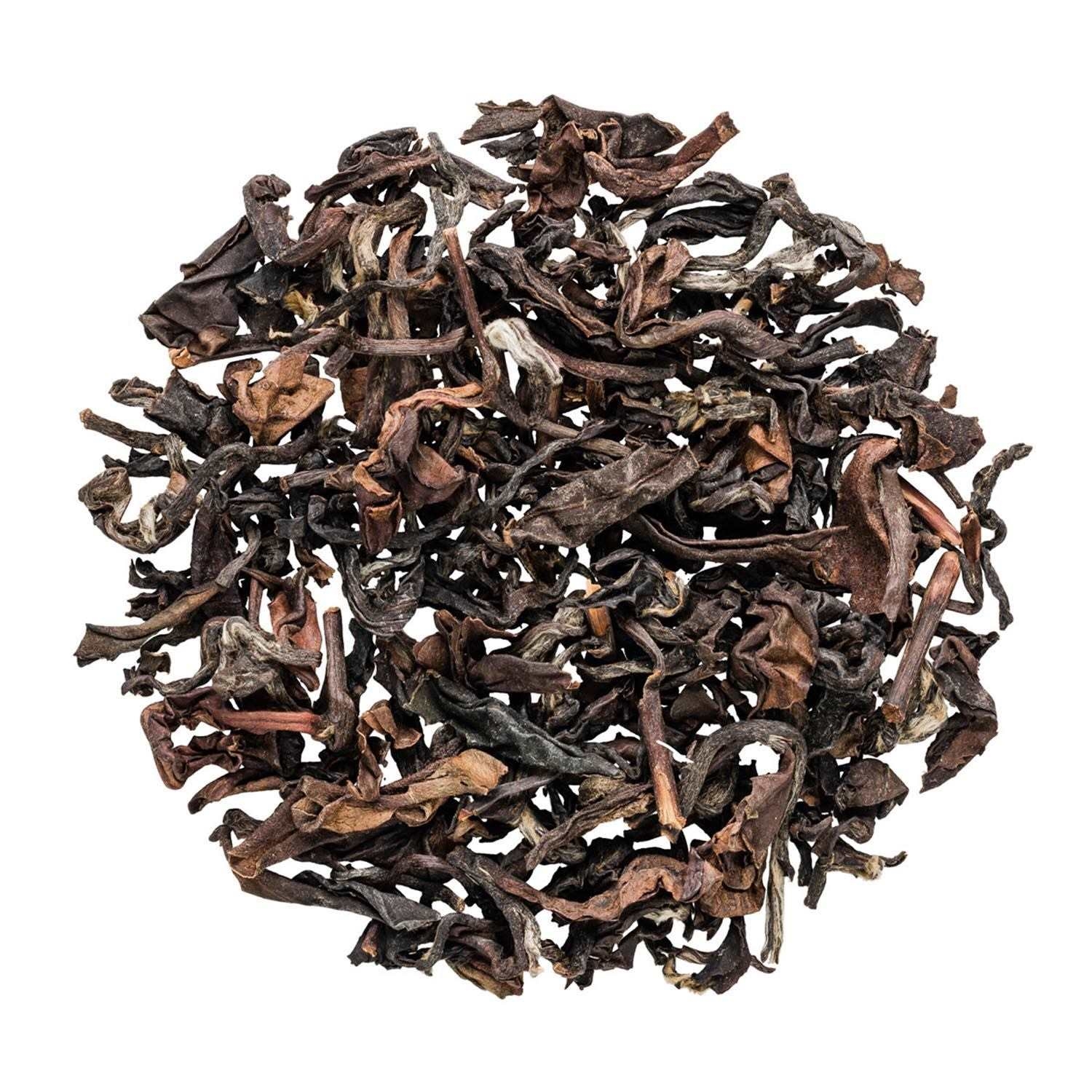 Nahaufnahme von losem Oolong-Tee, Tee, Schwarztee, lose Blätter, Teeblätter, Kräutertee?