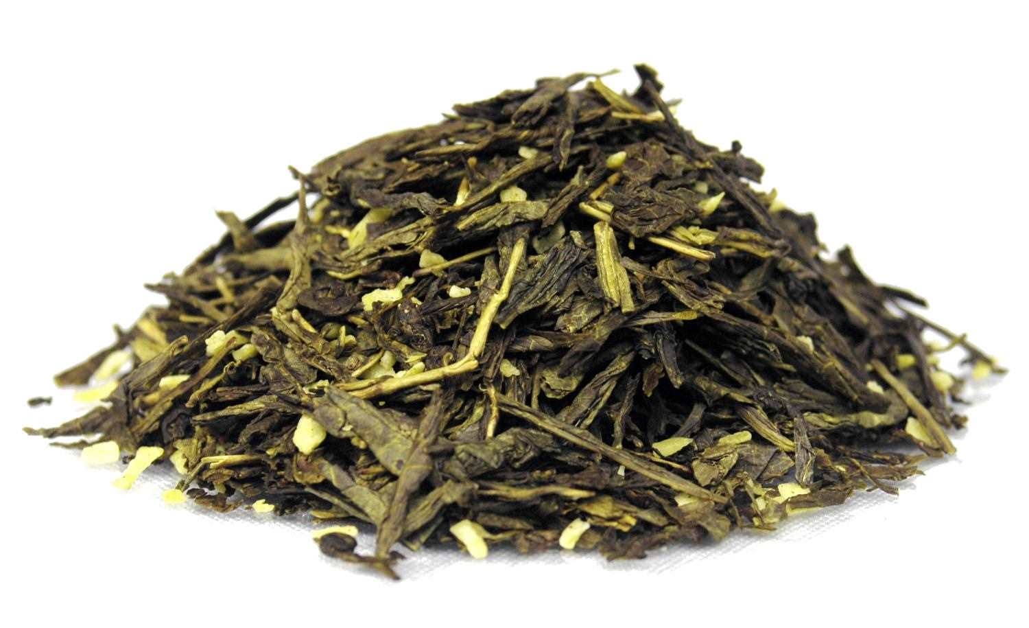 Lose Teemischung aus grünem Tee Sencha mit Ingwerstücken, grüner Tee,  loser Blatttee,  Teeblätter,  Blatttee,  Matcha-ähnlich