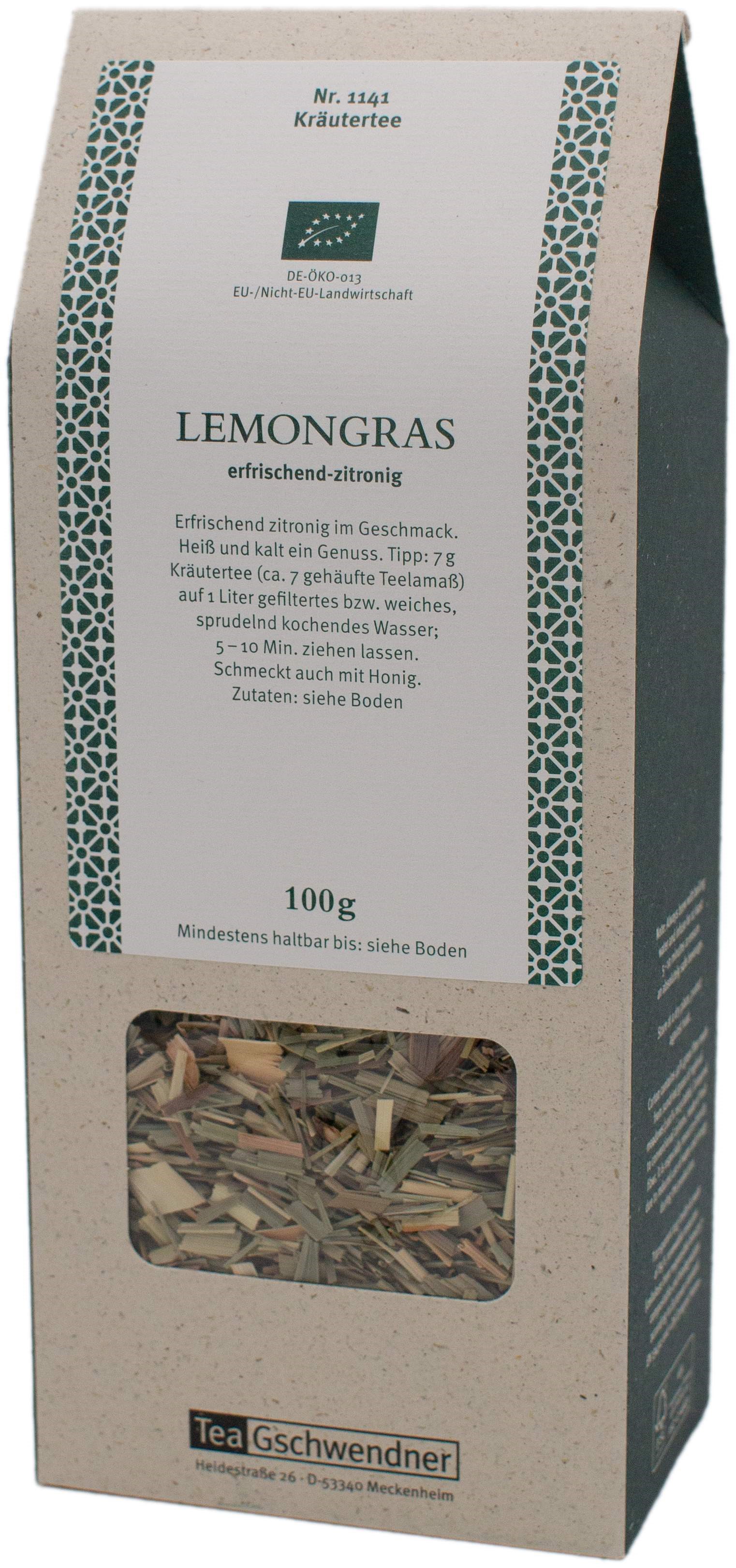 Packung Lemongras Kräutertee 100g erfrischend-zitronig, Kräutertee, Lemongras, Zitronengeschmack, 100 g, loser Tee