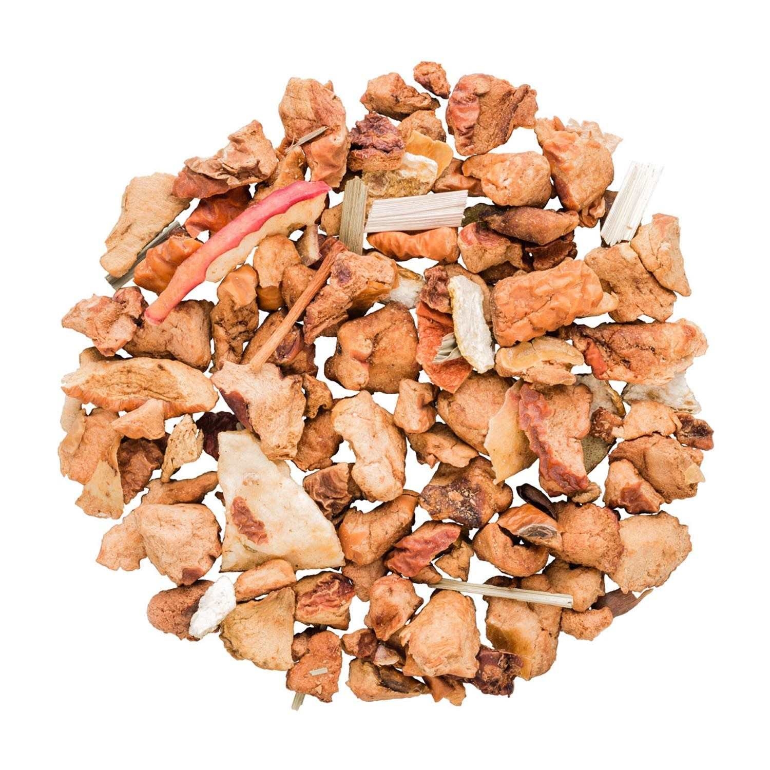 Runder Haufen getrockneter Apfelstücke, Kieselsteine, Trockenmaterial, Gestein, Steinchen, Buntsplitter