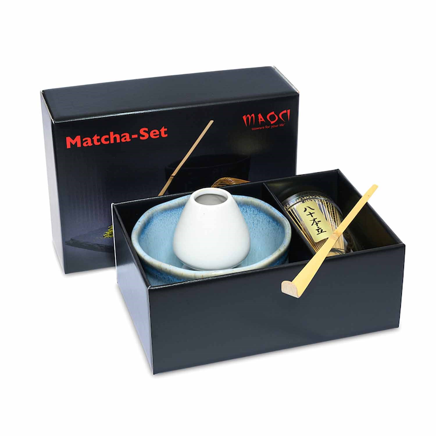 MAOCI Matcha-Set mit Schale, Besenhalter und Löffel, Matcha-Set, Teeritual, Keramikschale, Schneebesen, Verpacktes Set