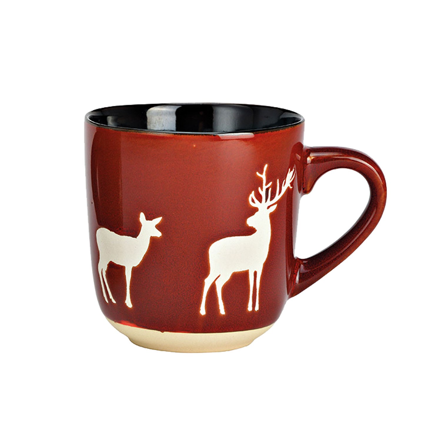 Tasse, Becher, Rot, Weihnachtsmotiv, Tier-Silhouetten