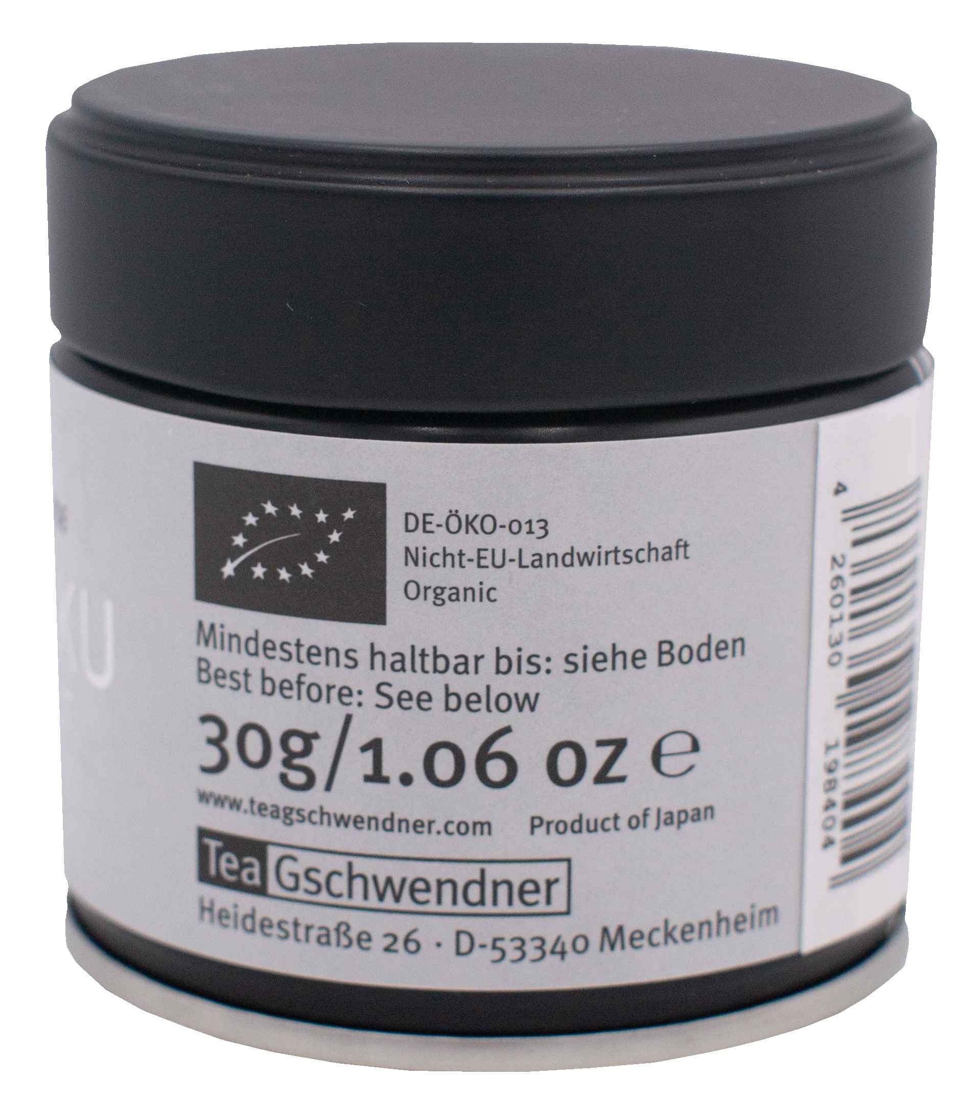 Runde Bio-Tee Dose 30g TeaGschwendner, organisch, Tee, Teezubehör, kleines Glas, Deutschland Herkunft