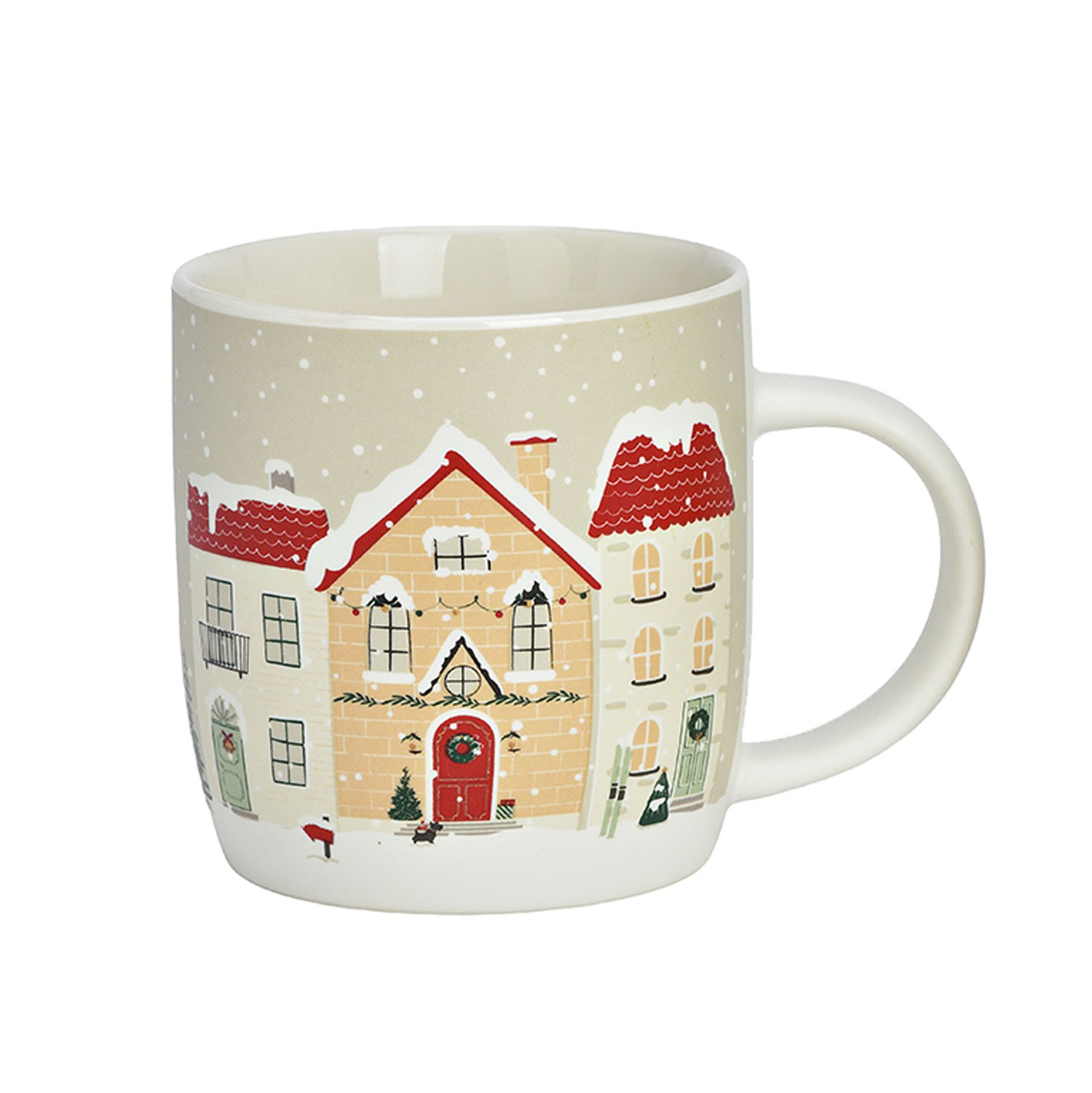 Tasse, Porzellan, Winter, Weihnachten, Hausillustration