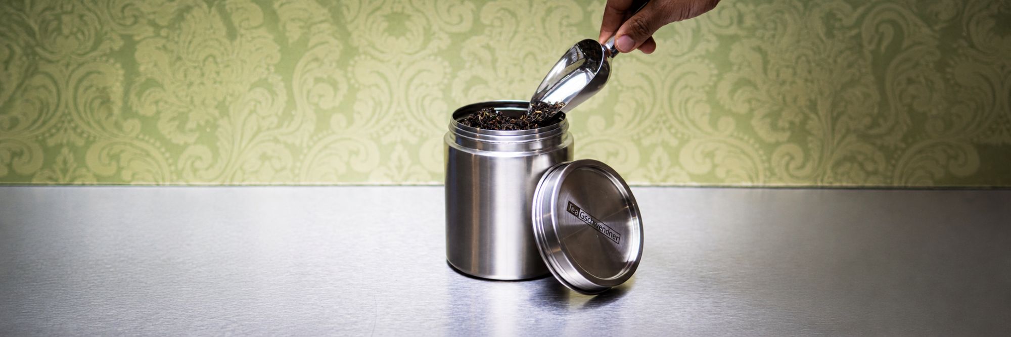 Tee-Behälter, Teedose, Stahl, Edelstahl, Aufbewahrung