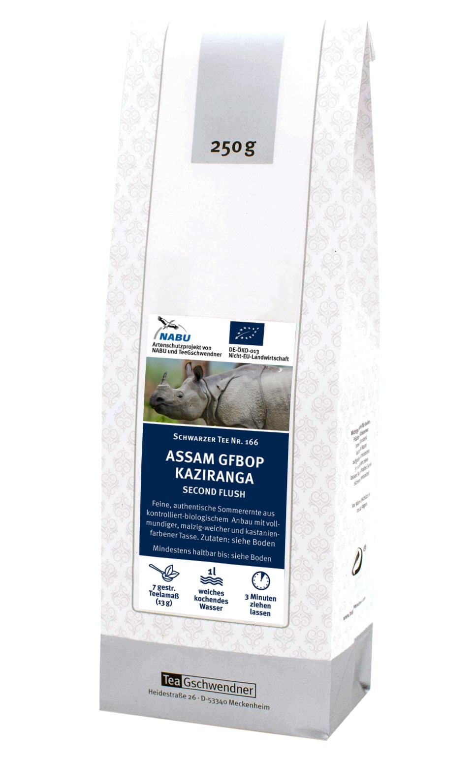 Teegschwendner Assam GFBOP Kaziranga Schwarzer Tee 250g,  Assam Gfbop Kaziranga, Second flush, Tea packaging, 250 g, 1 L t e a