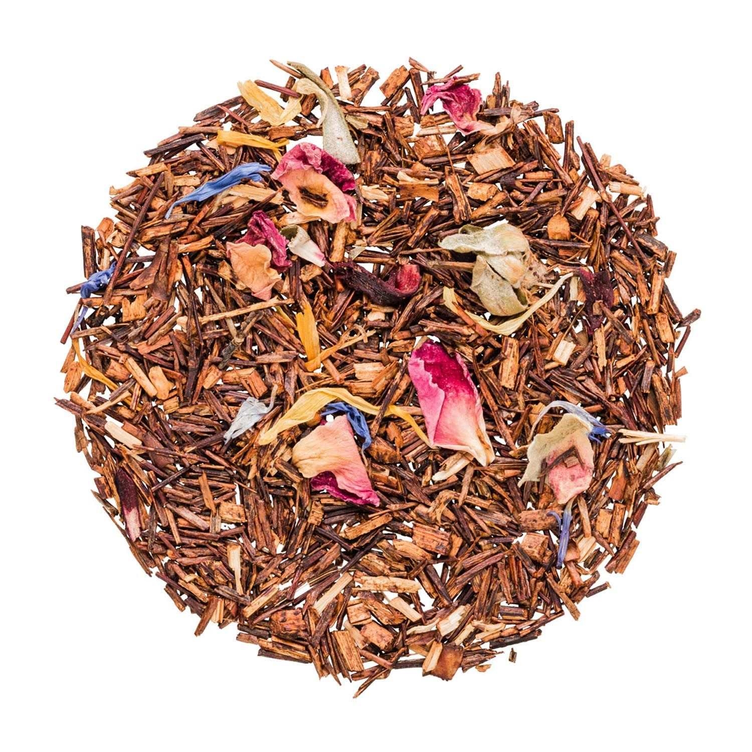 Lose Rooibos Teemischung mit bunten Blütenblättern, Tee-Mischung, Rooibos, Blüten, Kräuter, lose Blätter